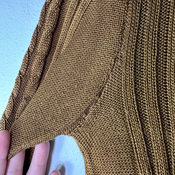 Peruvian‎ Connection Women's Small Sweater Brown Cable Knit Crewneck Pima Cotton - Picture 6 of 6